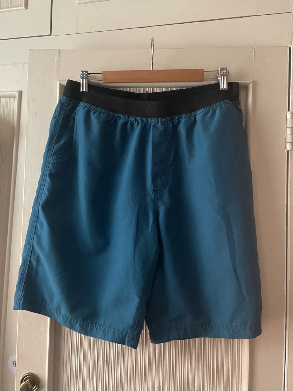 Prana Men's Shorts - Teal Blue with Black Waistband